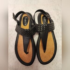 Born Of Concept Flat Thong Comfort Sandal Black Braided Boho Open Toe Sling Back